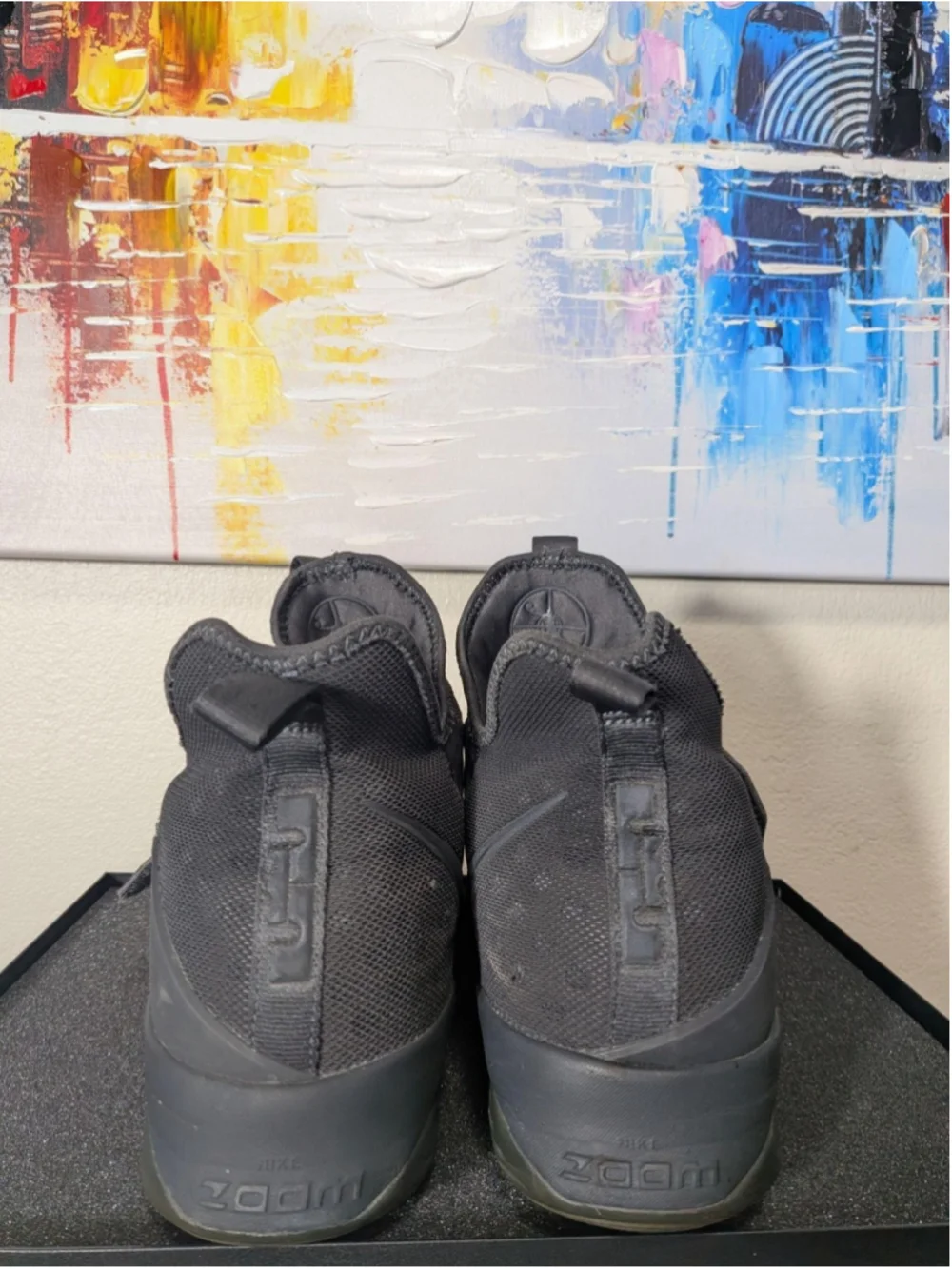 Nike LeBron 14 Shoes Mens Size 13 Black Mesh Mid Top Basketball Sneakers